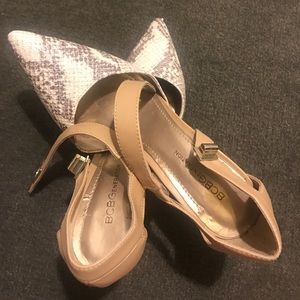 BCBG  heels • nude snake skin • size 7 •